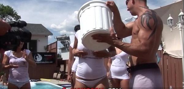  3-Way Porn - Wet T-Shirt at Poolside Orgy